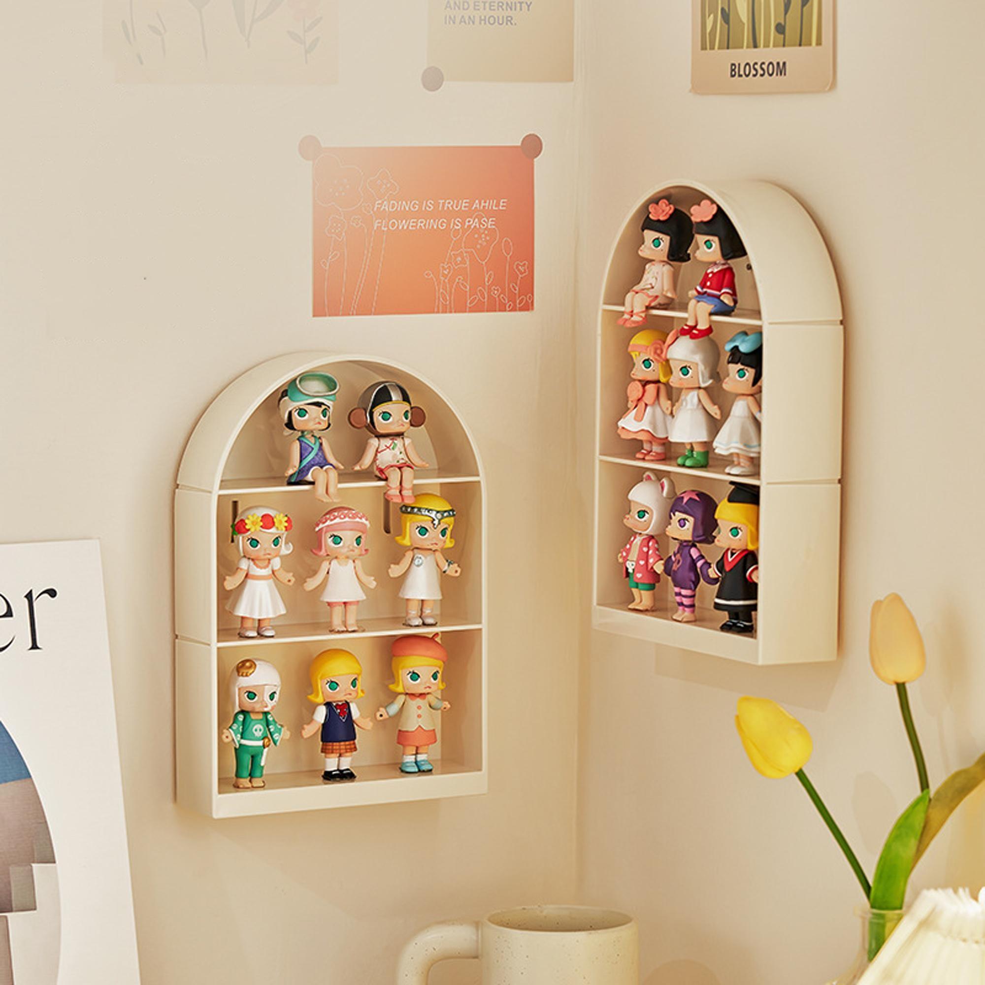 Wall-Mounted Handheld Figure Storage Display Rack, Arch Shaped Racks, Wall-Hanging Desktop Organizer, Three-Tier Separation, Suitable for Mini Figures