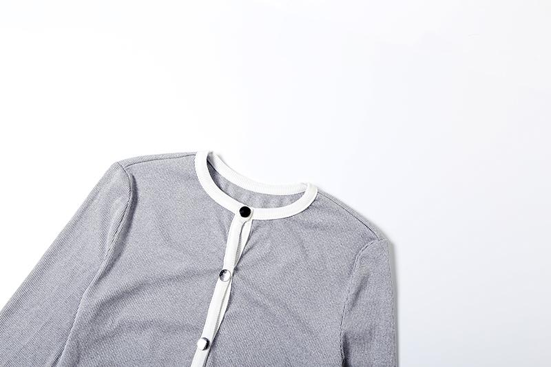 DOUCIU Autumn French Intellectual Elegance Commuting Business Attire Clothes Casual Versatile Simple Women's Thin Contrast Color Button Cardigan Long-Sleeved Top & Trousers Two-Piece Set, Lady