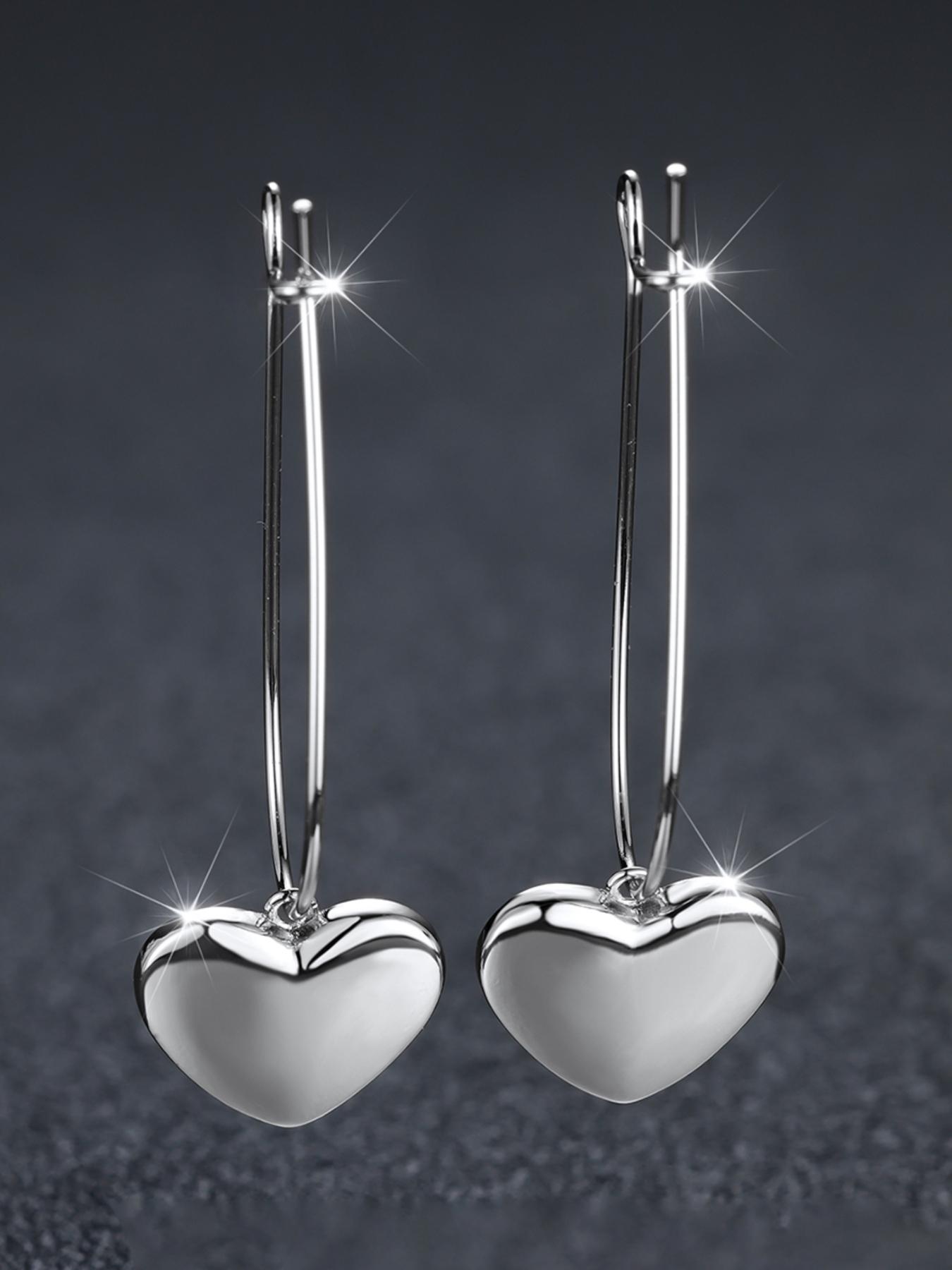 1 Pair Heart Shaped Dangle Earrings, Fashionable Casual Matching Earrings Jewelry for Daily Use, Classic Fashion Accessories for Party, Elegant Minimalist Earrings