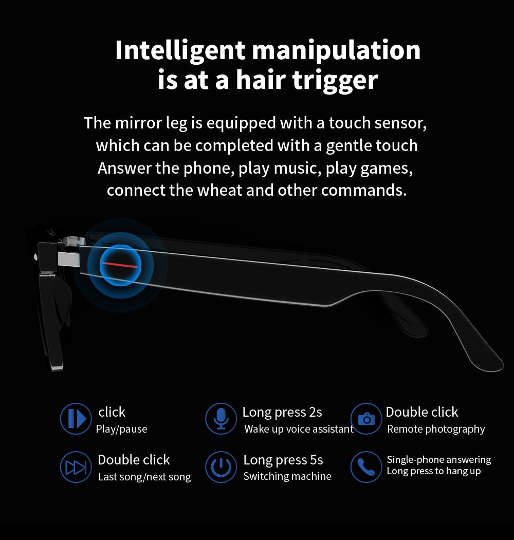 E13 Smart Glasses UV Protection Anti-Blue Light , Bluetooth Compatible for Men & Women , Multifunctional Wireless Glass fathersdaygift