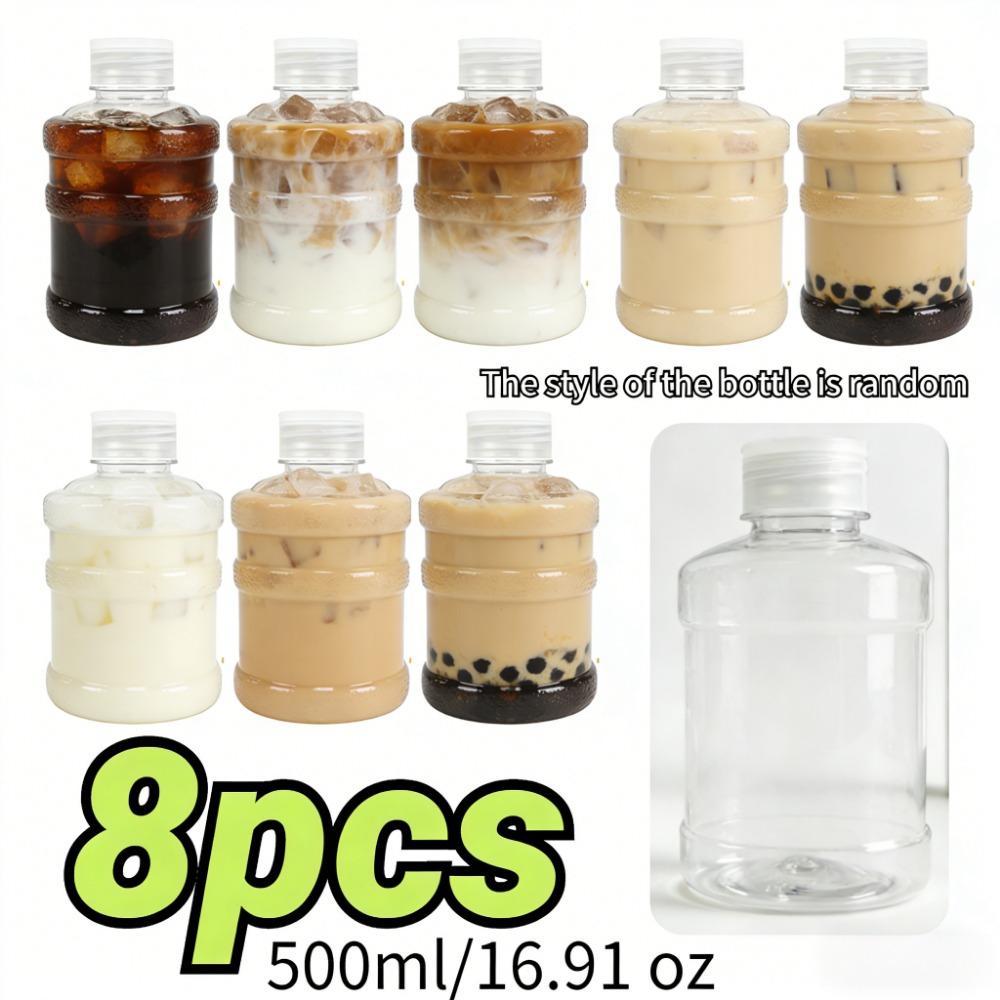 Random Style 500Ml/16.9Oz Mini Water Bucket with 8pcs Capped Beverage Bottles - Easy to Hang And Carry, Perfect for Parties, Cafes, And Outdoor Storage of Milk Tea, Juice, And Cold Drinks
