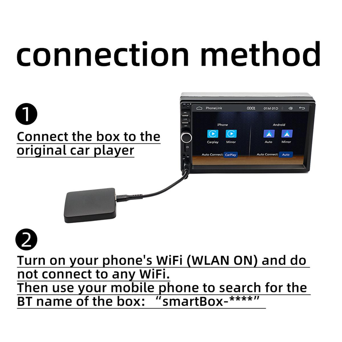 Car Wireless CarPlay Box Wireless Android Auto Converter Box 5.0 Bluetooth Wireless Carplay Adapter for Automobile Player Black
