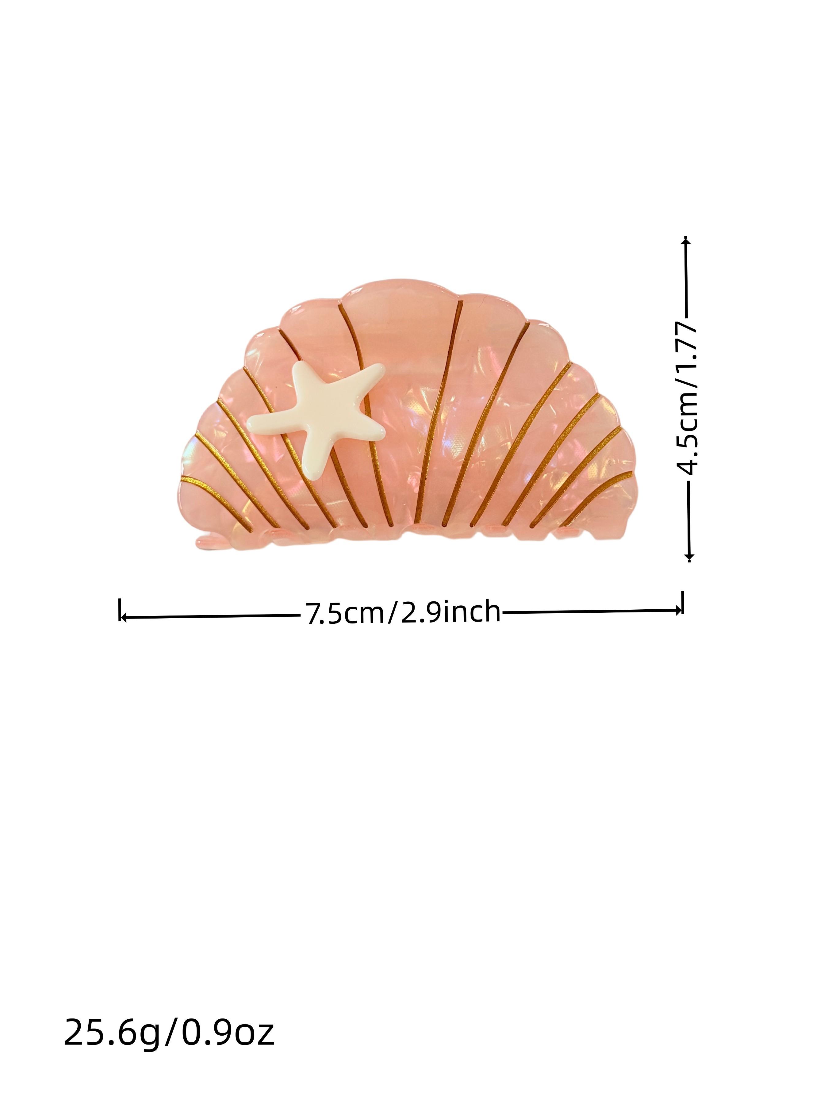Women's Shell Starfish Hair Claw, Large High Grip Non-Damaging Hair Clip, Beach Vacation Daily Hairstyle Accessory, Summer Sand Style