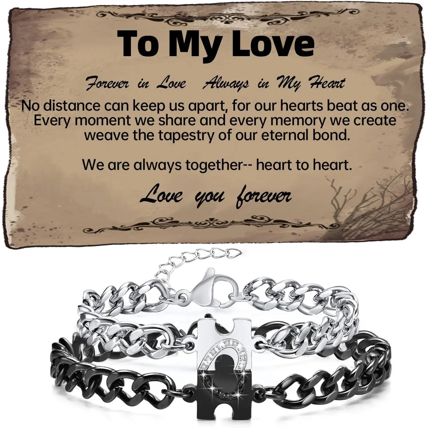 Matching Bracelets for Couples Puzzle Heart Bracelets –  Anniversary & Valentine's Day Gifts for Him & Her – Ideal Love Token for Boyfriend, Girlfriend, Husband, Wife, and Dear (B&S)