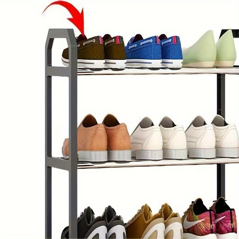 Space-Saving Four-Tier Shoe Rack, Durable Metal Plastic Storage Shelf, Compact Design for Shoes and Boots, and, Ideal for Balcony and Small Spaces