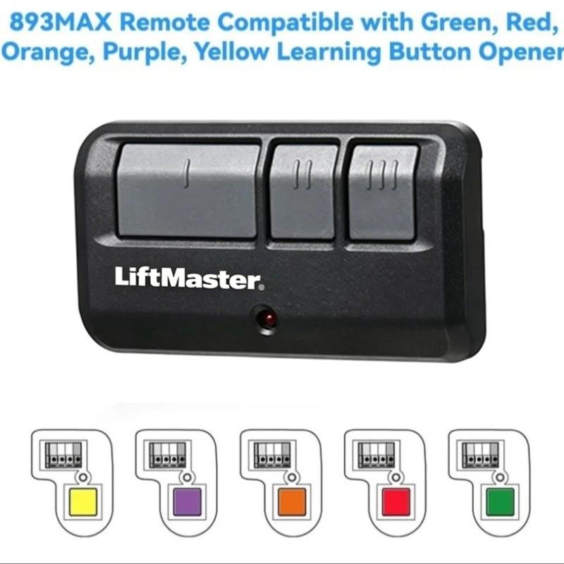 Liftmaster 893max Universal Garage Door Remote, Multi-Frequency (310/315/390MHz), Keychain with Sunshade Clip, Compatible with Myq & Security+ 2.0