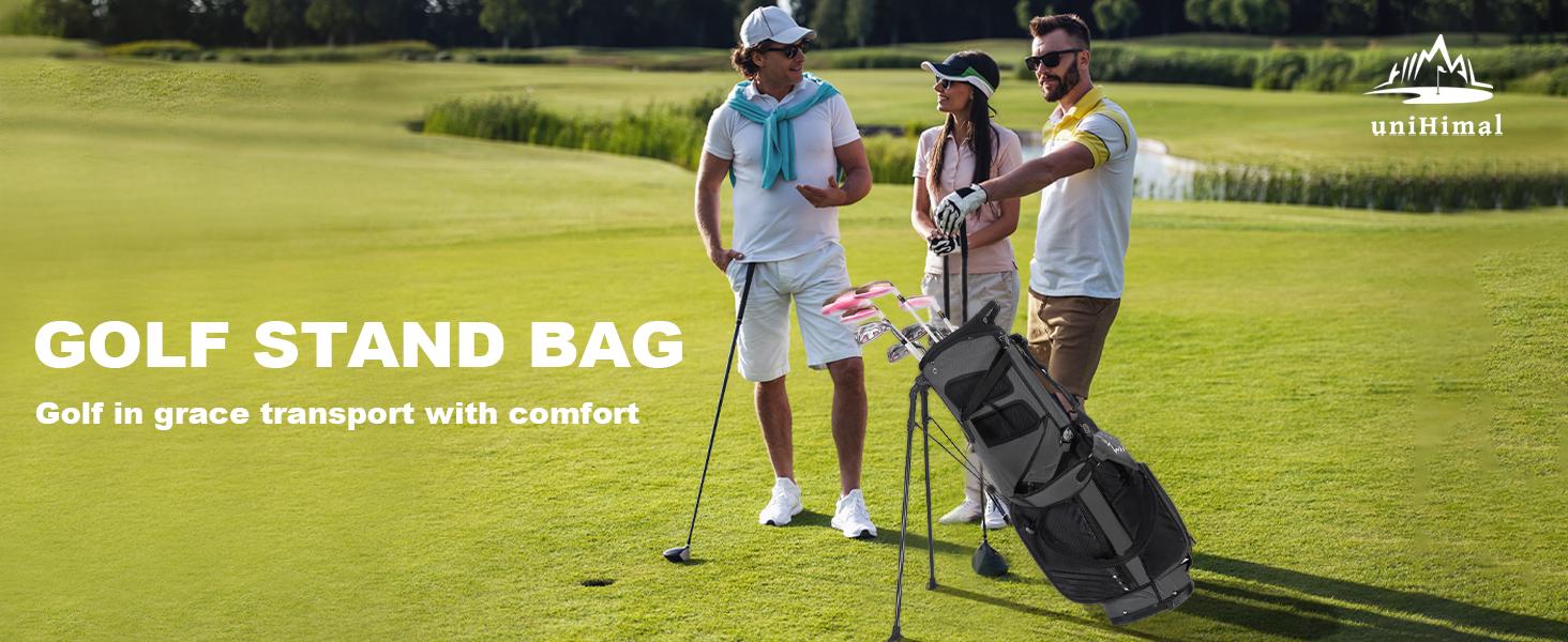 UNIHIMAL Golf Stand Bag with 8 Way Top Dividers, Golf Bags for Men Women, Lightweight Club Bags with Multiple Pockets, Dual Straps