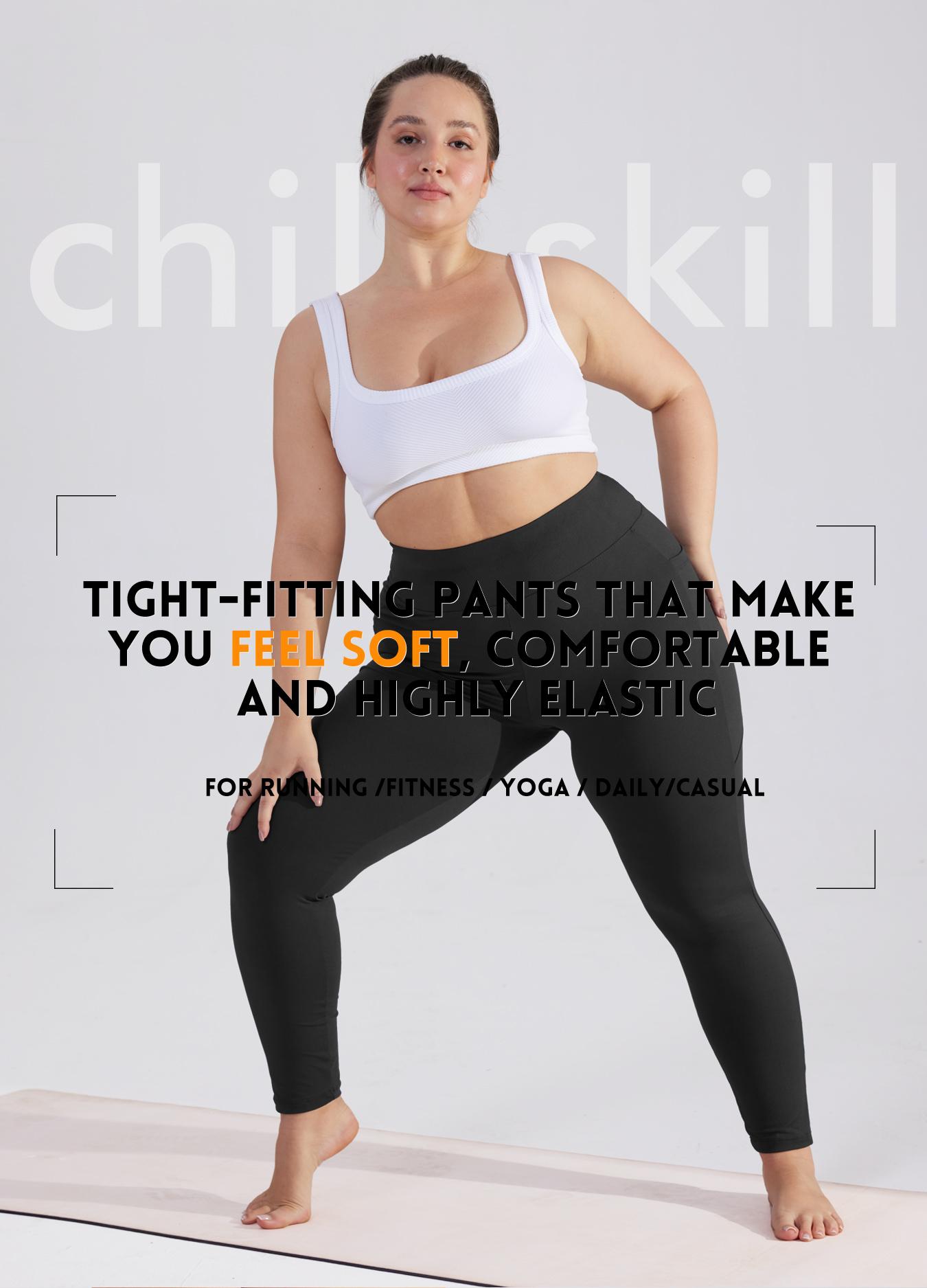 Plus Size Solid High Waist Fitted Leggings with Pockets, High Elastic Four-Way Stretch, All-Day Comfort Fit, 3-Pack Fashionable & Versatile Leggings