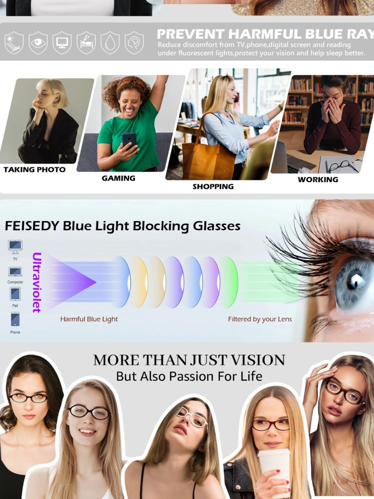 FEISEDY Fashion Rectangular Blue Light Glasses for Women Retro Small Frames Vintage Trendy 90s Square Eyeglasses B0255