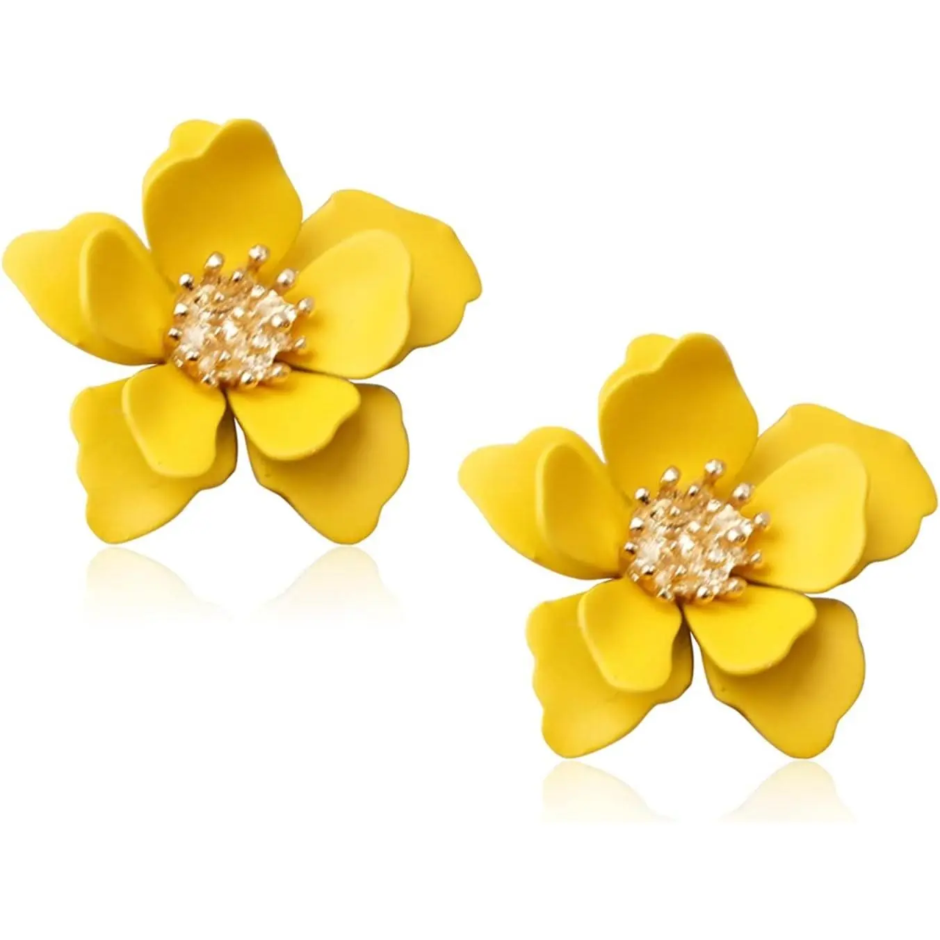 Boho Flower Stud Earrings with White Pearl - Daisy Dangle Drop Earrings with Gold Flower Bud(Gift)