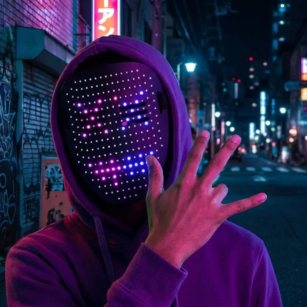LED Skull Mask - 50 Color-Changing Modes, Gesture-Activated Lighting, Glow-In-Dark Scary Horror Mask for Halloween Parties, Festive Party Supplies, Unique Costume Accessory, Ideal Novelty Gift for Friends