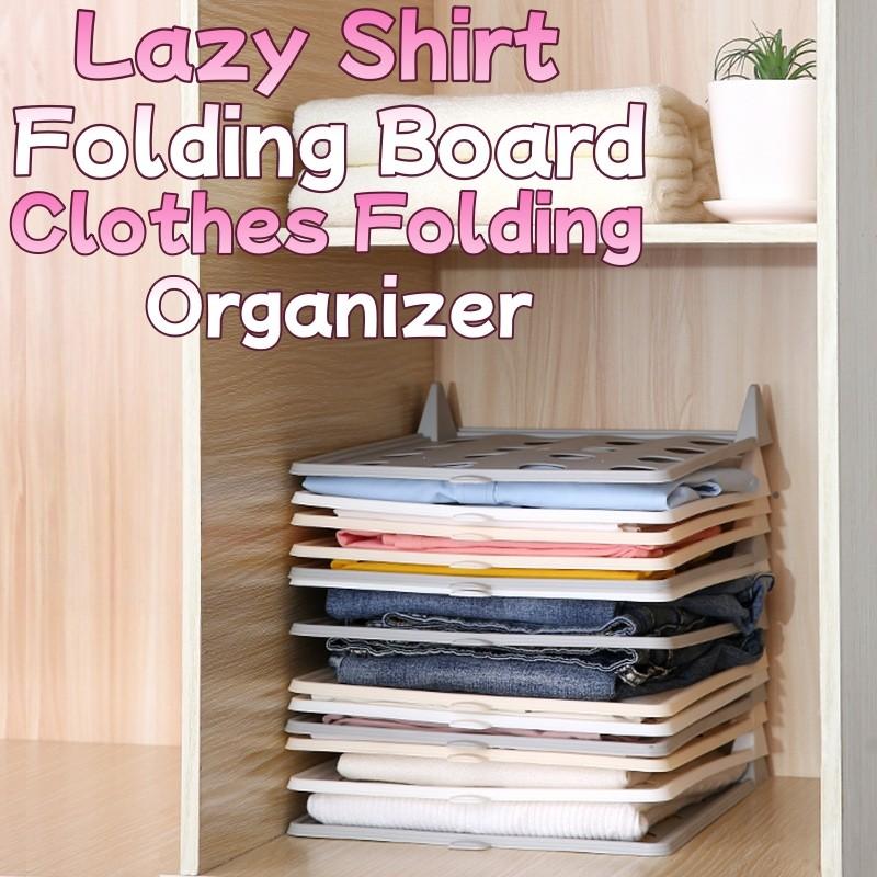 5-Pack Stackable Clothes Organizer Trays Lazy Closet Storage Rack for Shirts Anti-Wrinkle Drawer Shelf Space-Saving Wardrobe Organizer for Home Dorm Laundry Bedroom Apartment Travel Folding Clothes Board T-Shirt Sweater Storage