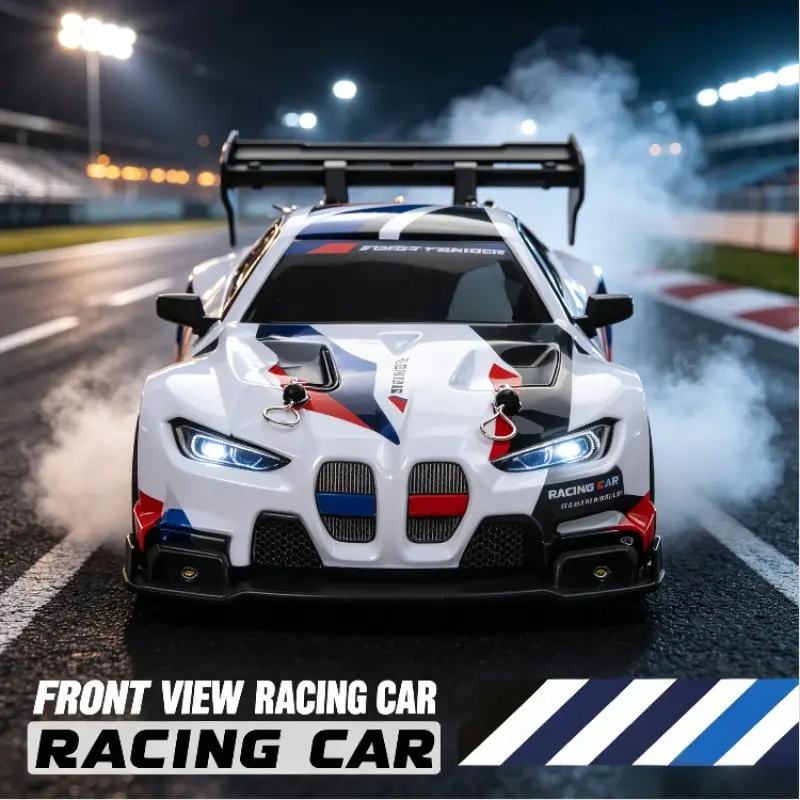 1:24 Scale Remote Control Drift Car with Blue Light, Four-Wheel Drive, Replaceable Tires, Indoor and Outdoor Play, Remote Controlled Vehicle