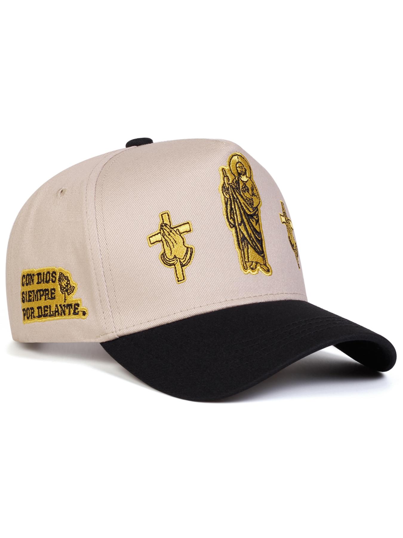 Unisex Jesus Prayer Cross Baseball Hat, Snapback Cap, Adjustable Sun Protection Outdoor Casual Cap, Spring & Fall Travel Beach Vacation Wear