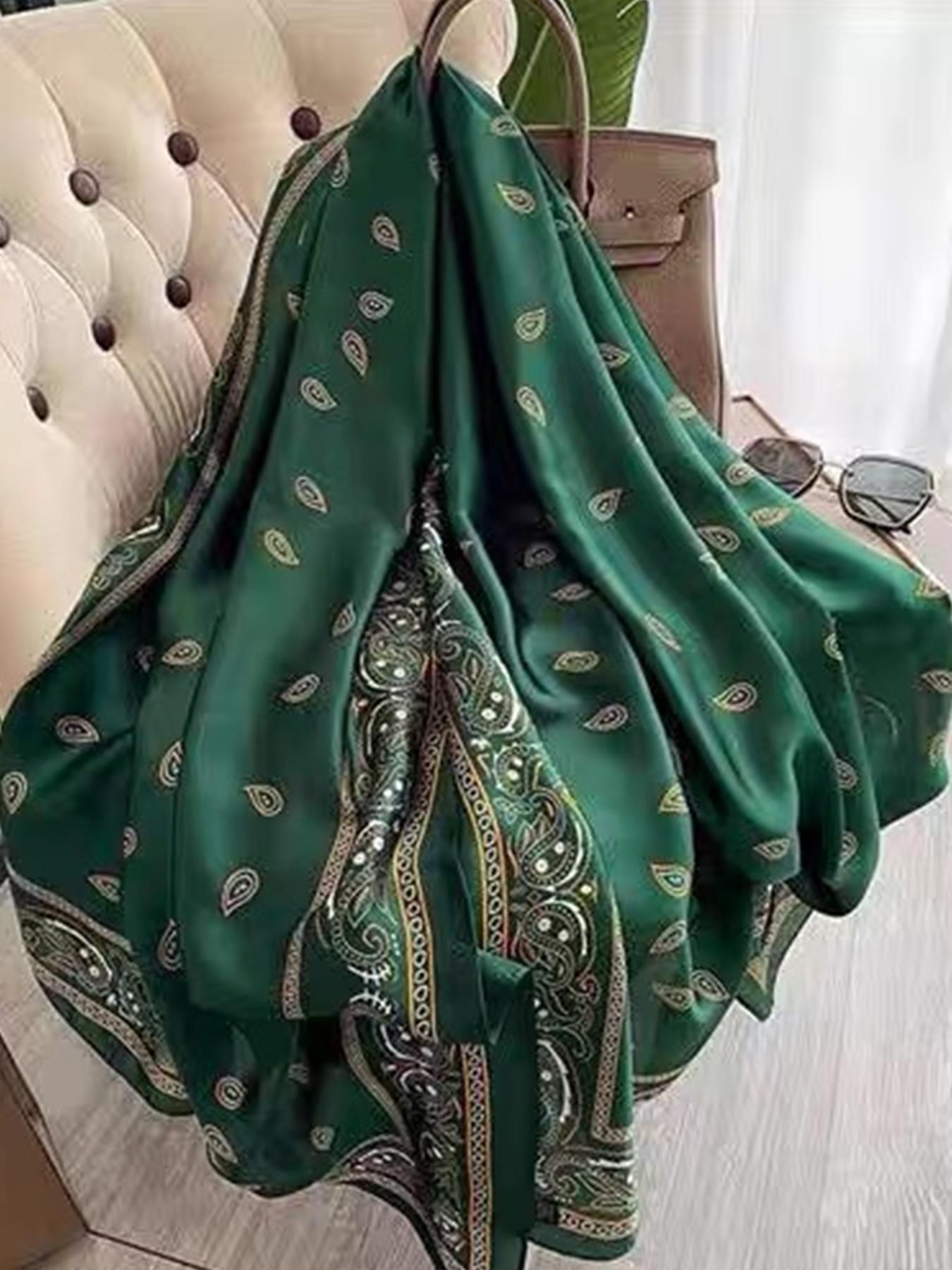 Luxury Brand Women Scarf, Summer Silk Shawl, Paisley Pattern, Loose-Fitting, Casual Style, All Seasons, Soft Echarpe, Beach Stole, Muffler