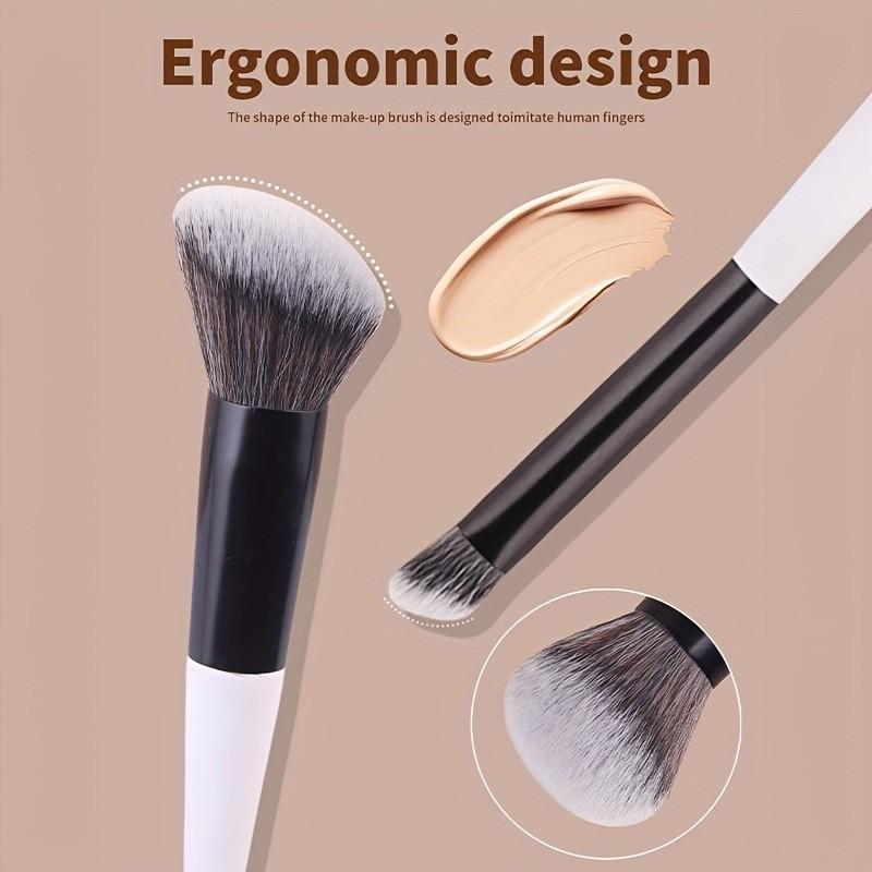 4-Piece Dual-Ended High-Quality Makeup Brush Set, Soft Fluffy Foundation, Contour, Eyeshadow, Blush Brushes, Beauty Tools