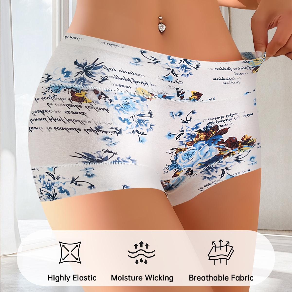 QUASTI Women's 4PCS High Waisted Cotton Pocket Boxer Shorts Panties, Smooth Comfortable Elegant Breathable Safety Shorts Briefs, Skin Friendly Full Coverage Stretch Seamless Lady Shorts for Daily Wear, S XXL