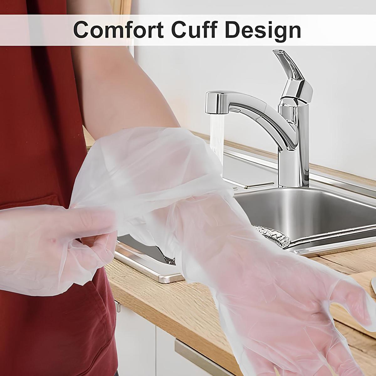 20pcs Disposable Long Arm Gloves with Elastic Cuff 23.6inch Household Cleaning Thick Kitchen Dish washing Gloves Food Handling Vegetable Washing