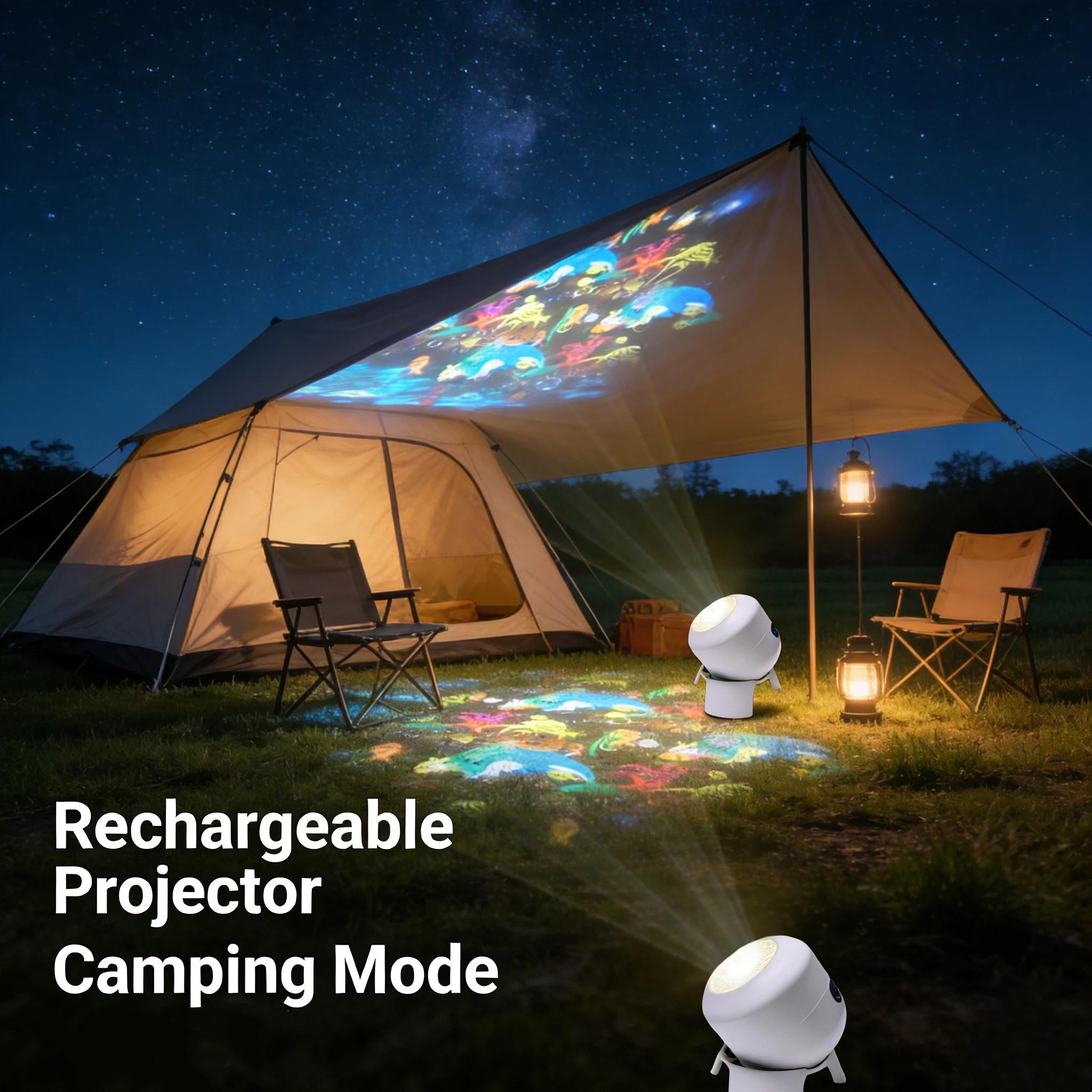 Seven Color Rotating Projector Light, Rechargeable LED Touch Control, Multi-Function Ambiance Lamp, Snowflake Ocean 16 Patterns, Christmas Halloween Stage Laser Projector