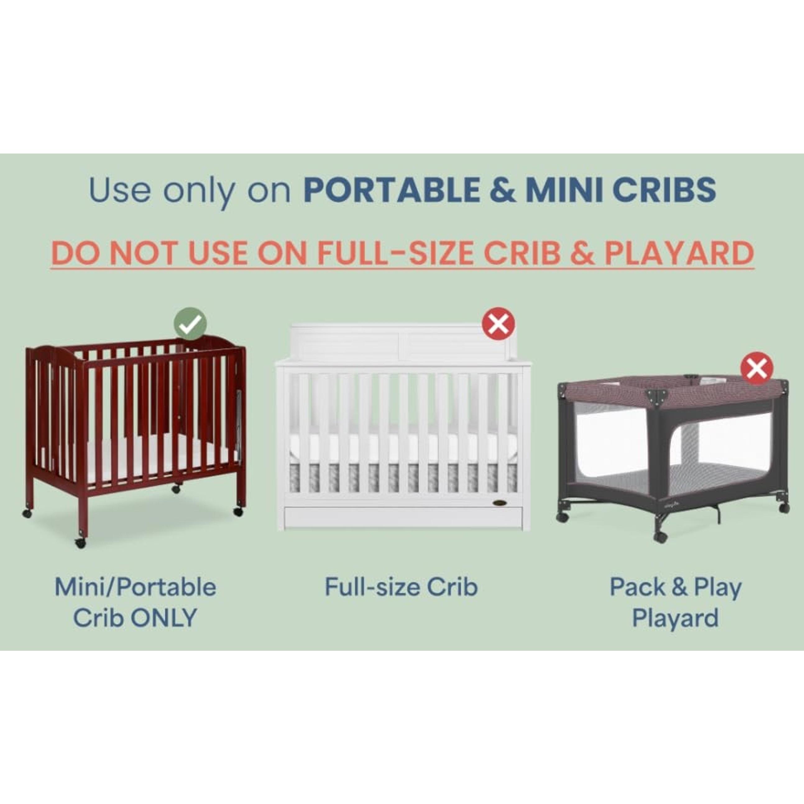 Holly 2-in-1 Mini Crib Mattress, Dual-Sided Infant & Toddler, Waterproof Cover, GREENGUARD Gold Certified, 38” x 24” x 3”, Fits Mini & Select Portable Cribs, Not for Playards