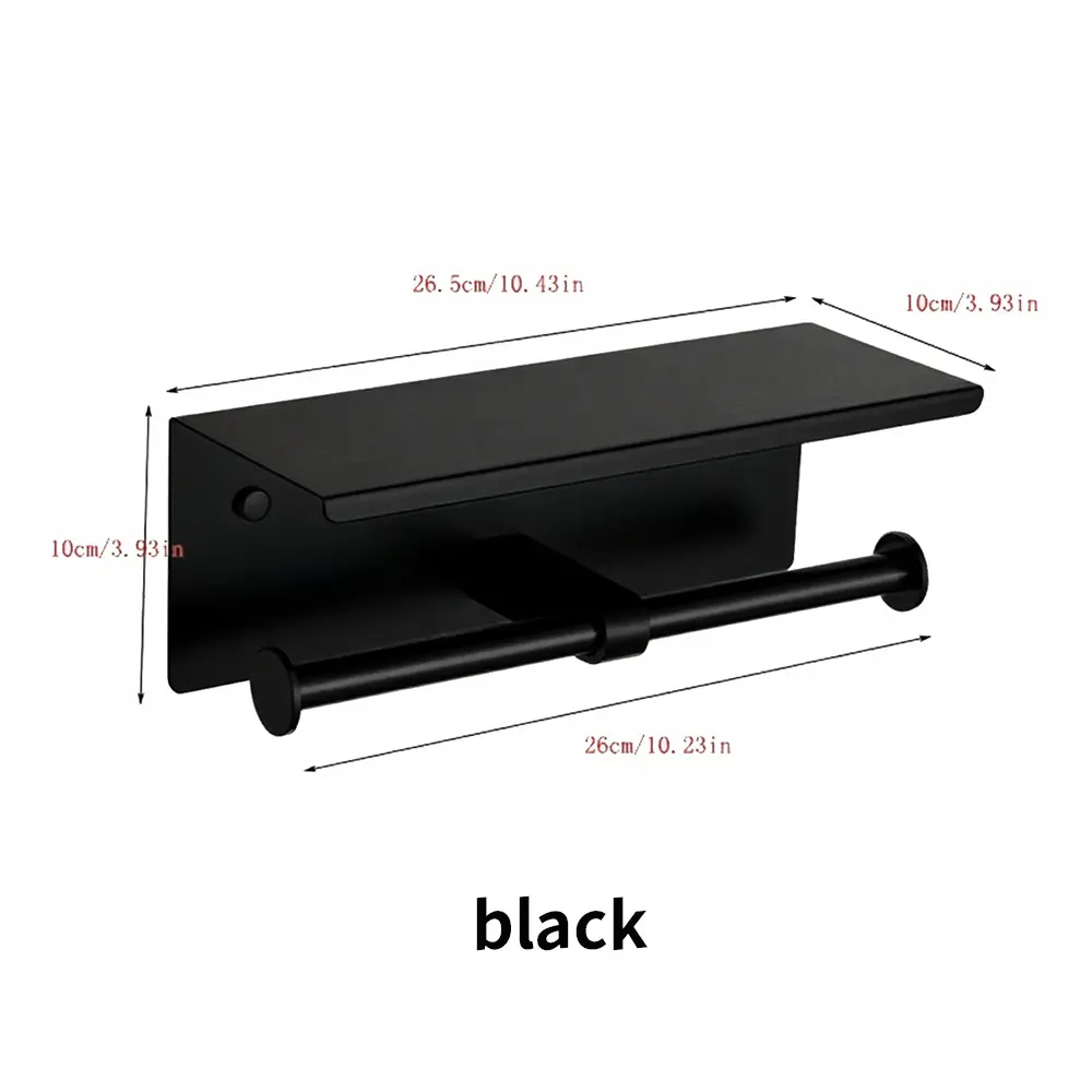 Stainless Steel Bathroom Twin Roll Paper Holder, Toilet Tissue Holder, Wall-Mounted with Shelf, Ideal for Toilet, Durable and Space-Saving Design