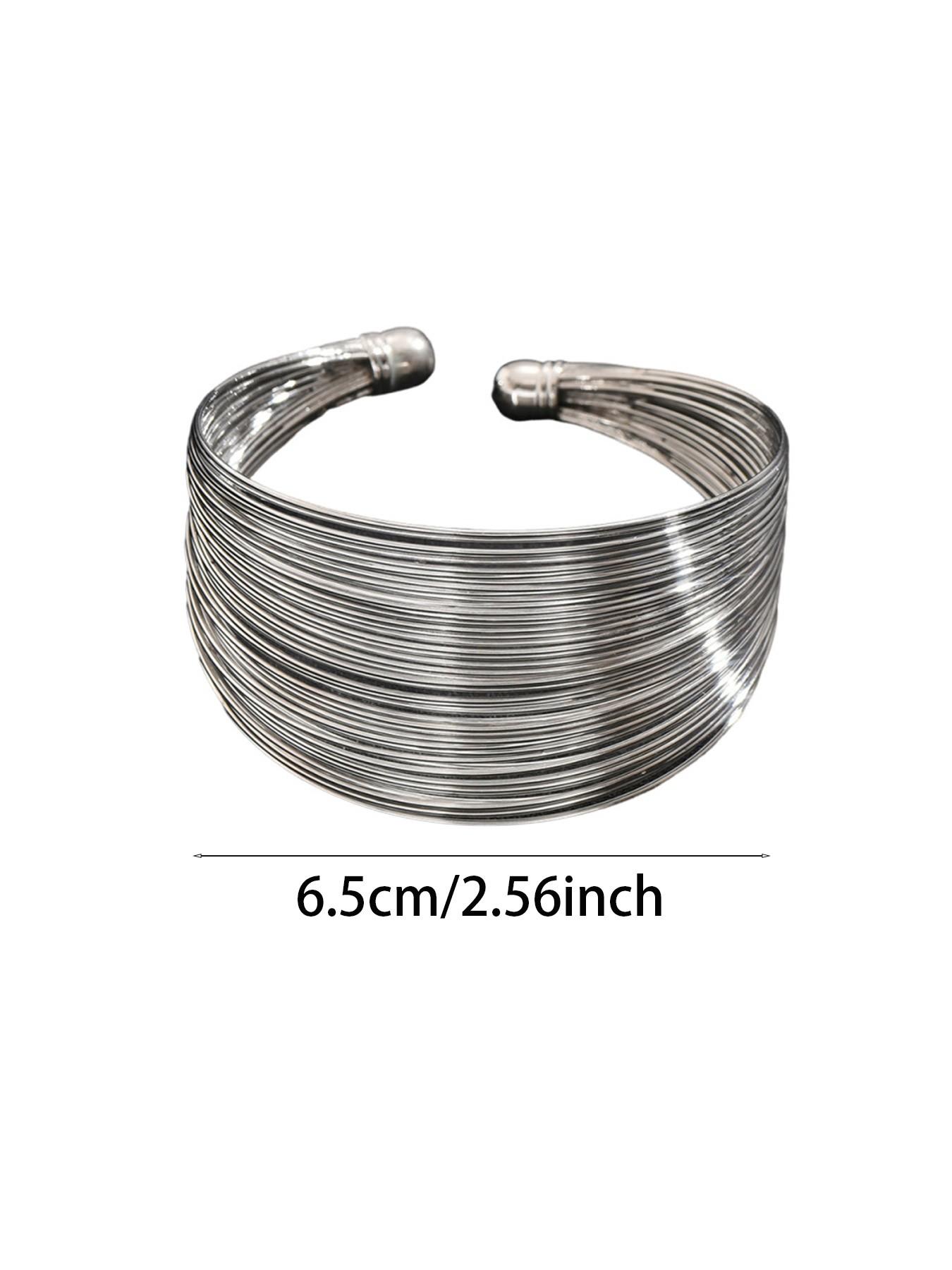 Wide Face Arc Wire Multi-Layer Open Bracelet, Fashion Versatile Trendy Jewelry, Perfect Gift for Friends and Family