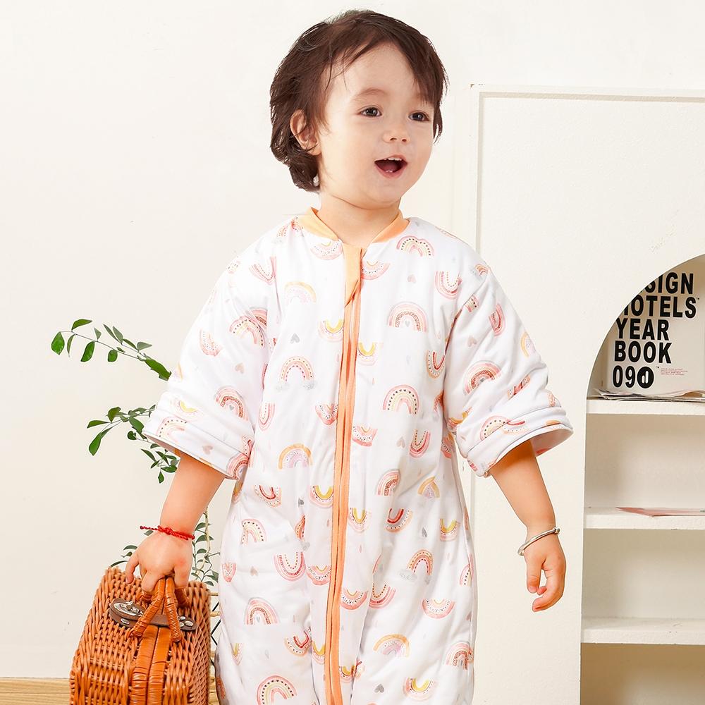Rainbow Print Baby Sleeping Bag, Cute Cartoon Print Detachable Legs Zipper Sleeping Bag, Newborn Infant Kids Comfortable Nightgowns