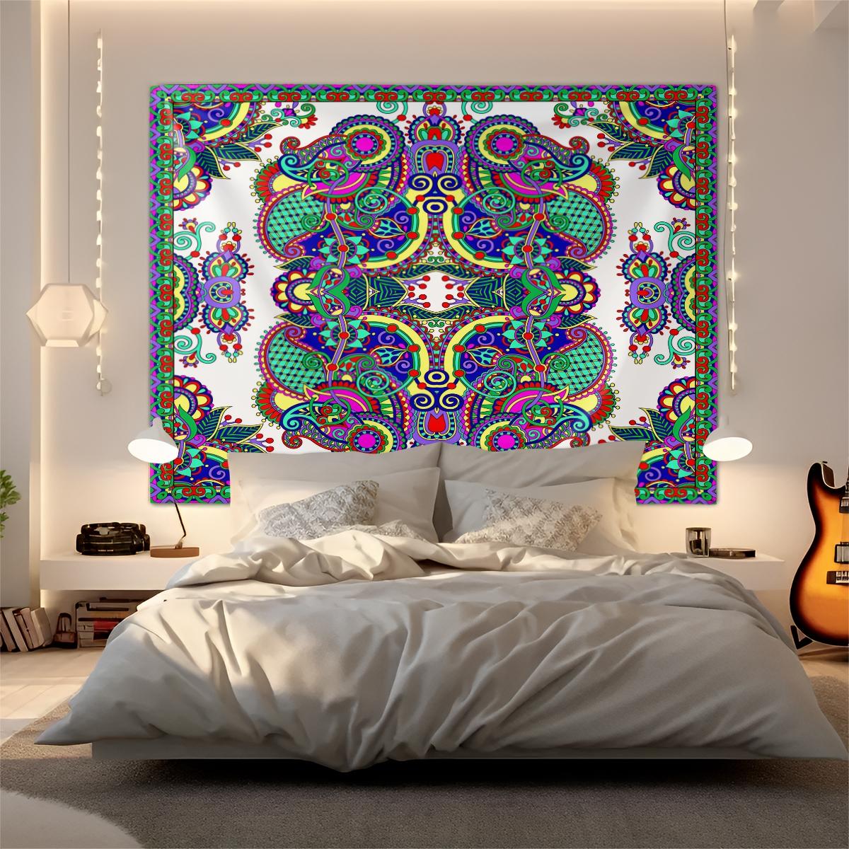 1Pcs Boho Paisley Printed Tapestry, Vintage Ethnic Style Wall Hanging, Soft Durable Decorative Tapestries, Vibrant Digital Print Art Tapestrys, Ideal for Living Room, Bedroom, Dorm, Studio, Home Wall Decor