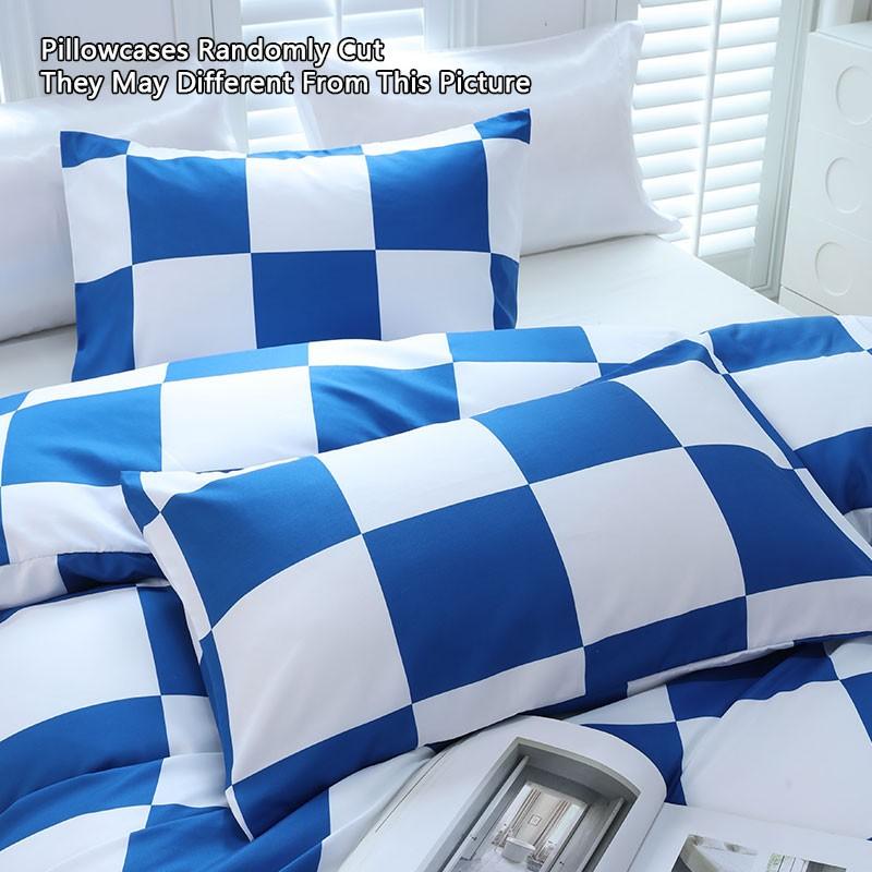 Modern minimalist blue & white plaid geometric bedding set, 3-piece set includes 1 duvet cover and 2 pillowcases, without inserts.Easy to remove, durable, perfect for bedroom decoration, soft and comfortable.
