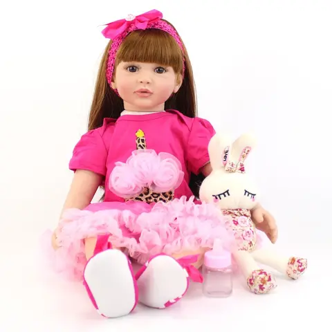 Realistic Reborn Girl Doll, 1 Box Cute Soft Silicone Newborn Doll, 24 Inch Alive Soft Cute Play House Toy, Handmade Gift for Child, Lifelike Rebirth Doll
