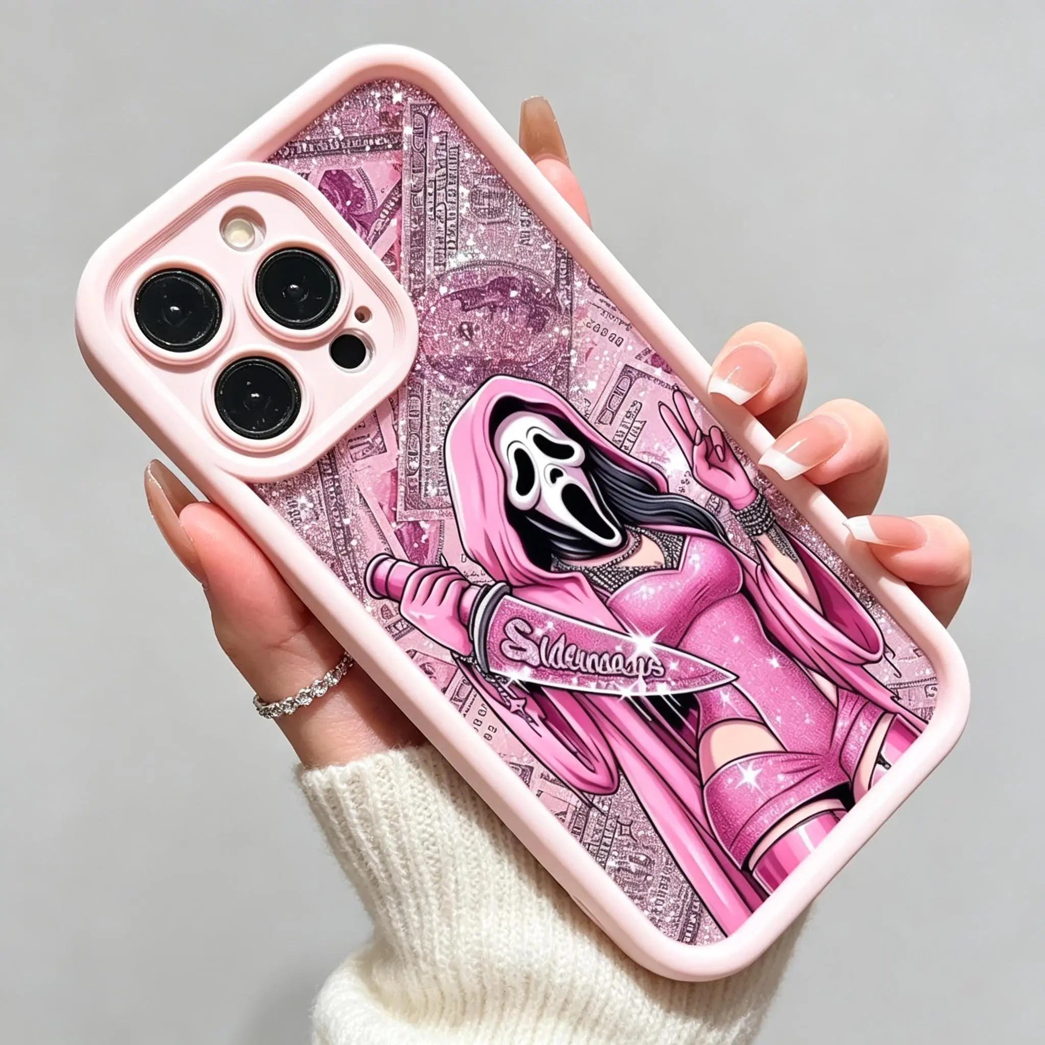 Pink Dollar Skull Animal Design TPU Silicone Smartphone Case Cover - Thick Shockproof, Scratch-Resistant Protection, Button Access, Card Slot Compatibility for 18 Pro Max,16-16 Plus,15,14,13,12,11,XS,XR,X,7-8 Plus-Pro Max - Christian Gift Phone Accessory