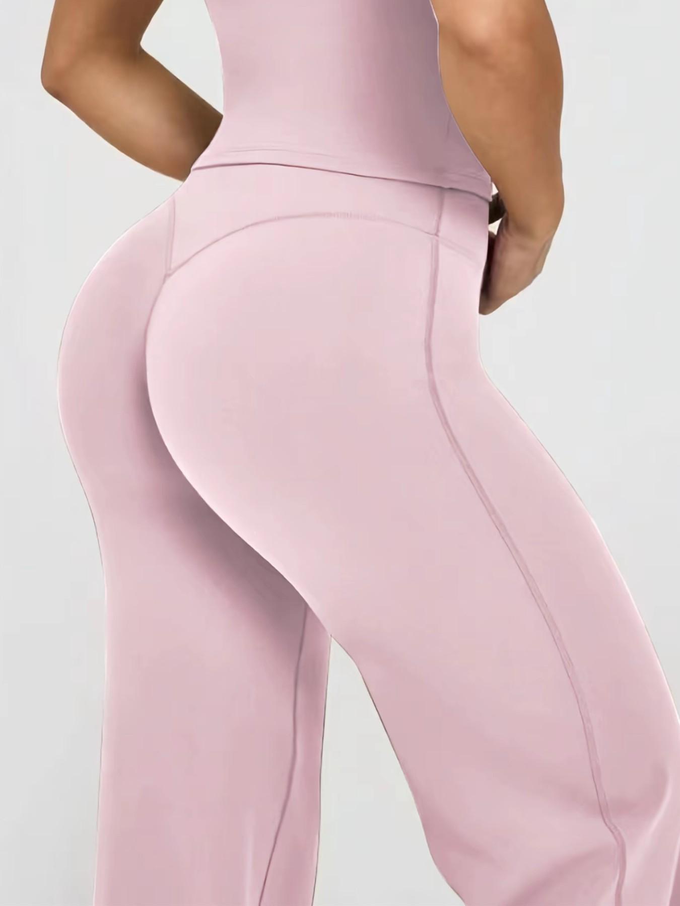 High Waist Sporty Yoga Pants, Fitted Plain Design, Comfortable Workout Apparel, Ideal for Outdoor Activities, All-Season Wear, Fitness Bottoms