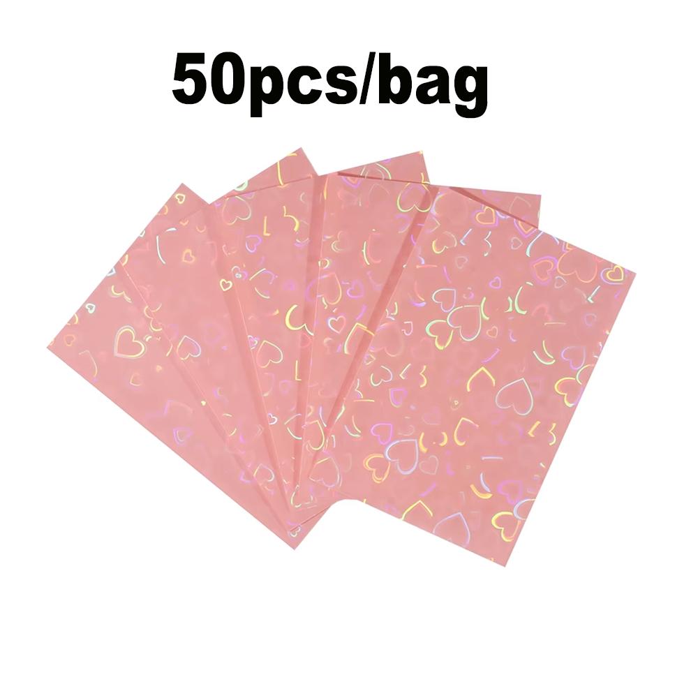50Pcs 61x91mm Card Sleeves – Card Sleeve Protectors Premium Clear Love style PVC Fits YGO/Photocard/Sports Cards, Small Size Trading Card Holder, Durable & Scratch-Resistant, Perfect Gift Set for Collectors
