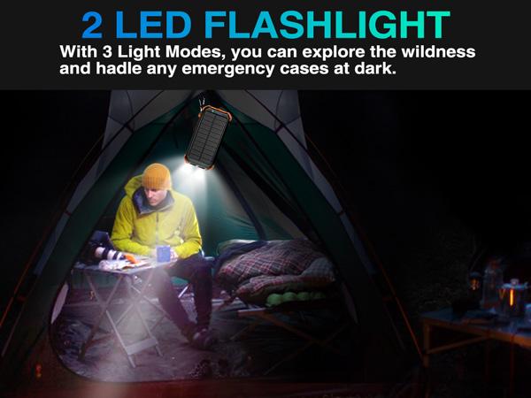 45800mAh Solar Power Bank, Built in 3 Cables Portable Phone Charger with USB C, 5V3.1A QC 3.0 Fast Charging, Compatible with iPhone, Samsung, Google, Apple, and More Smartphone