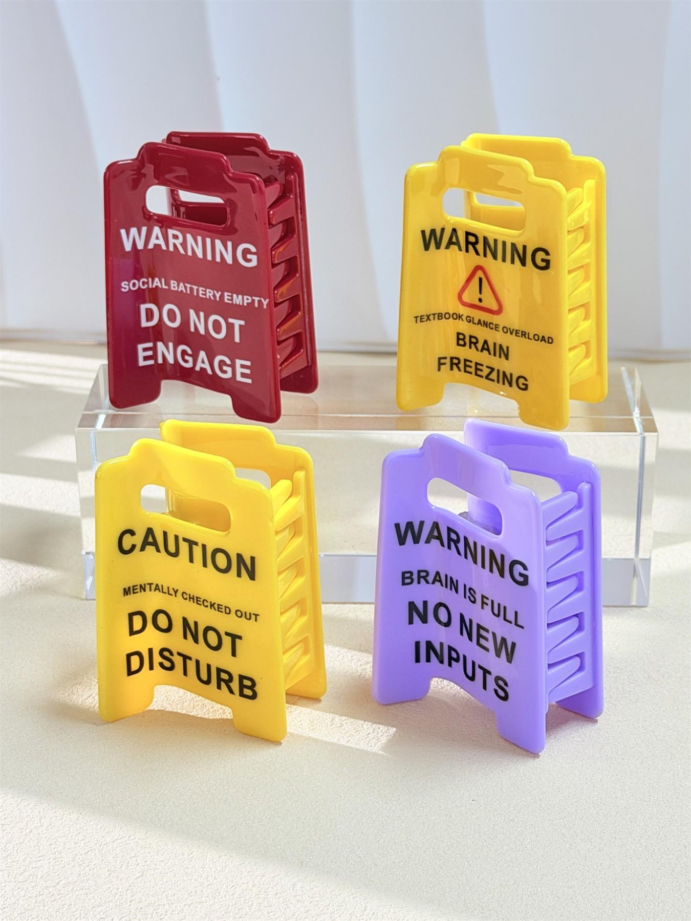 Funny Overstimulated Caution Sign Hair Claw Clip, Unique Design for Women & Girls, Perfect Accessory for Daily Use, Hair Clip Set