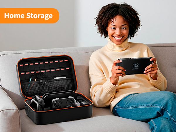 Switch 2 Case for Nintendo Switch 2(2025), Portable Hard Shell Full Protection Carrying Travel Case with 18 Game Cards Storage for Switch 2 Console Pro Controller Accessories Black