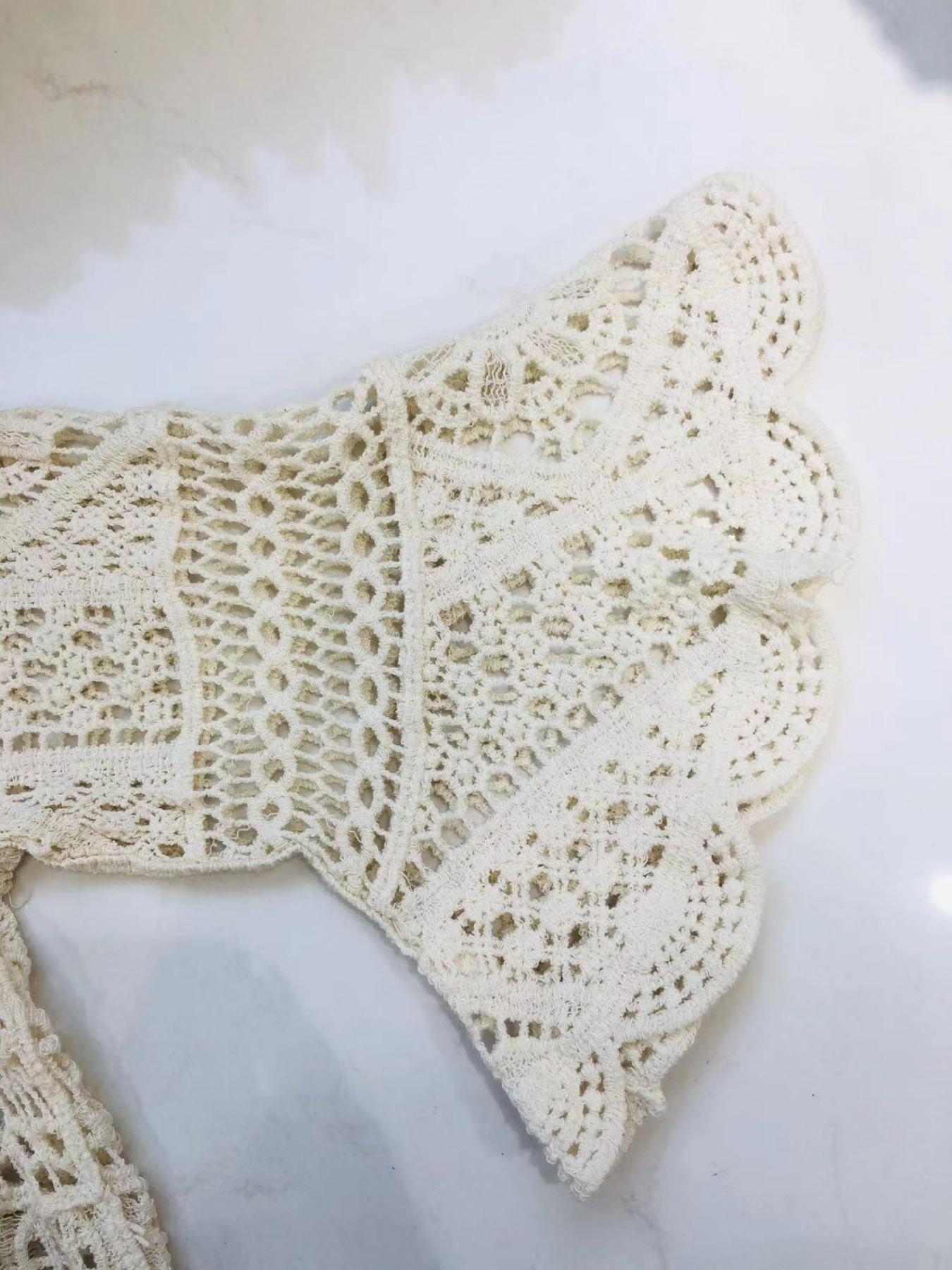 Boho Style Women's Hollow Out Knit Cardigan, Long Sleeve Round Neck, Beach Vacation Travel Casual Wear, Elegant All-Season Outerwear