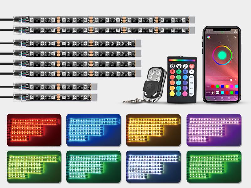 Nilight 8PCS Motorcycle RGB Led Light Kit Waterproof Multi Color Atmosphere Neon Accent Light APP and Remote Control Underbody Light Strips Motorbike  dealsforyoudays