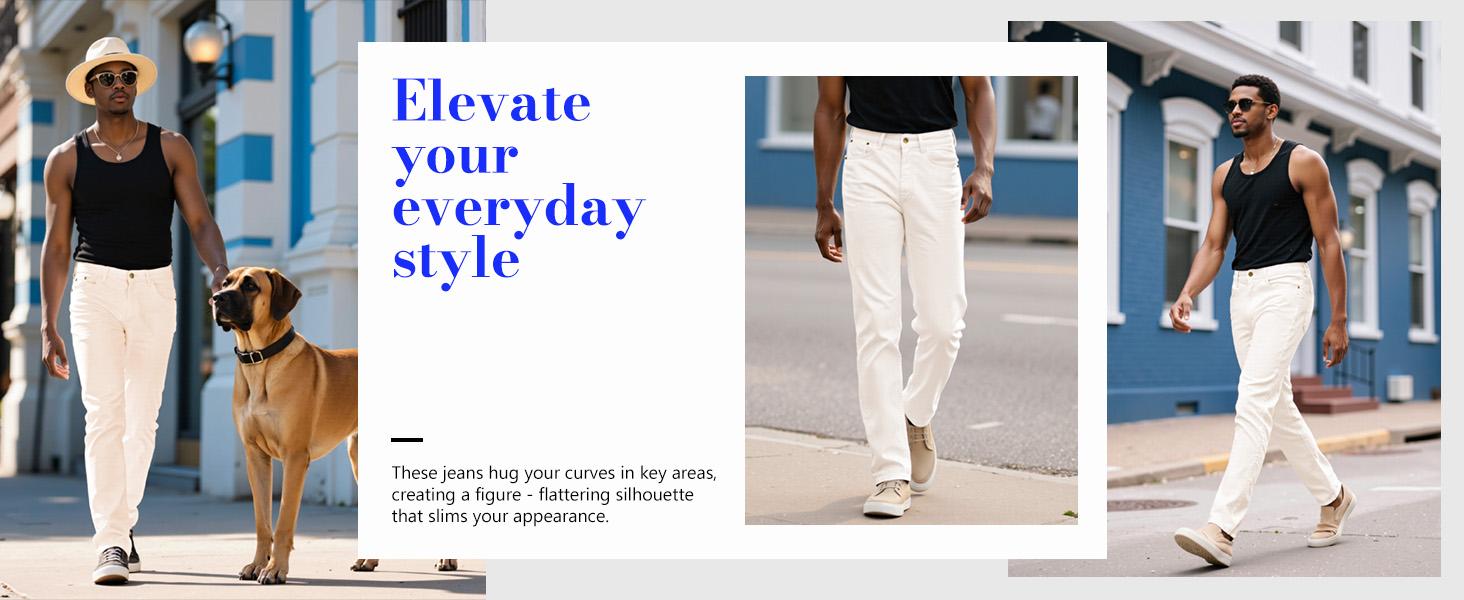 GINGTTO Men's Slim Straight Fit Jeans Comfort Stretch Spill-resistant Denim Pants Stain Resistant Jeans