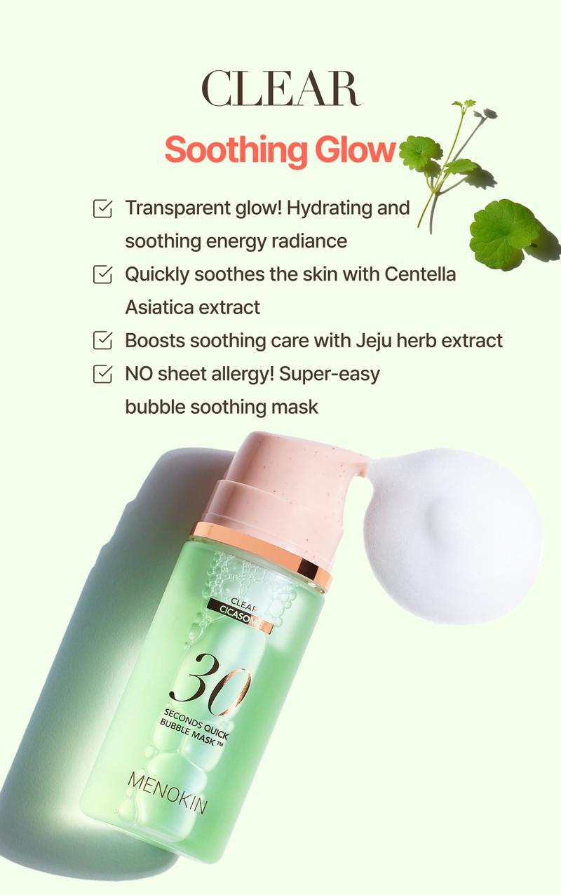 MENOKIN 30 Seconds Quick Bubble Mask Korean Glass Skin Care Essential, 70 Uses, 3.21 fl.oz