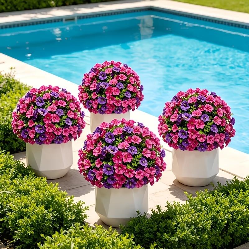 2pcs Large Multi-Color Morning Glory Artificial Flower Arrangements, UV-Resistant Indoor/Outdoor Decor for Home, Hotel, Garden & Wedding Artificial Flower Decorations