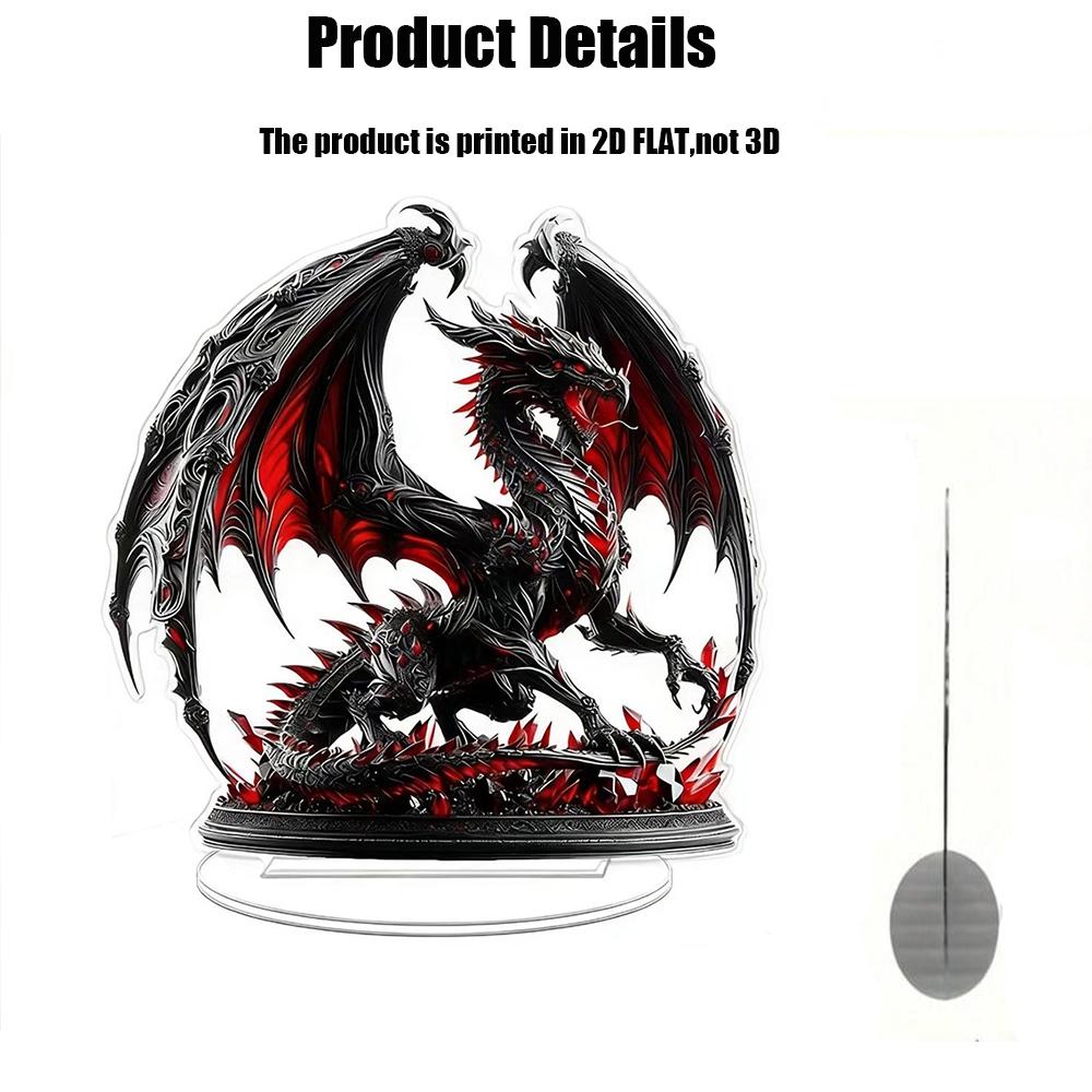 Dark Dragon Theme 2D Acrylic Decorative Ornament, Perfect for Desktop, Fantasy Atmosphere Setup, Ideal for Fantasy Enthusiasts