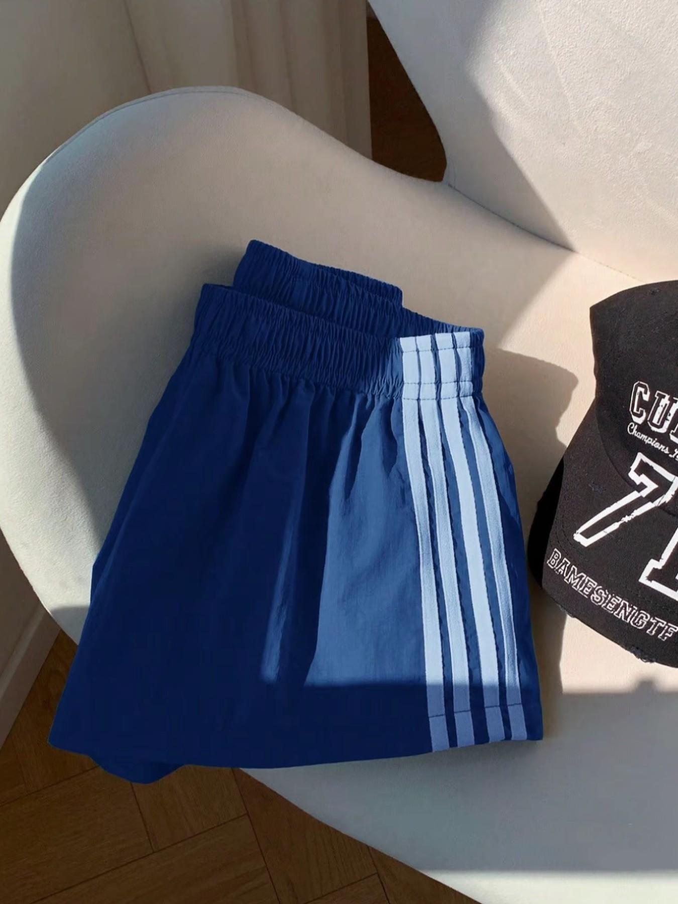 Women's Side Striped Elastic Waist Casual Summer Shorts, Loose-Fitting Short Pants, Plain Fs-Camo Style, Perfect for Daily Wear, Casual Relaxed Shorts