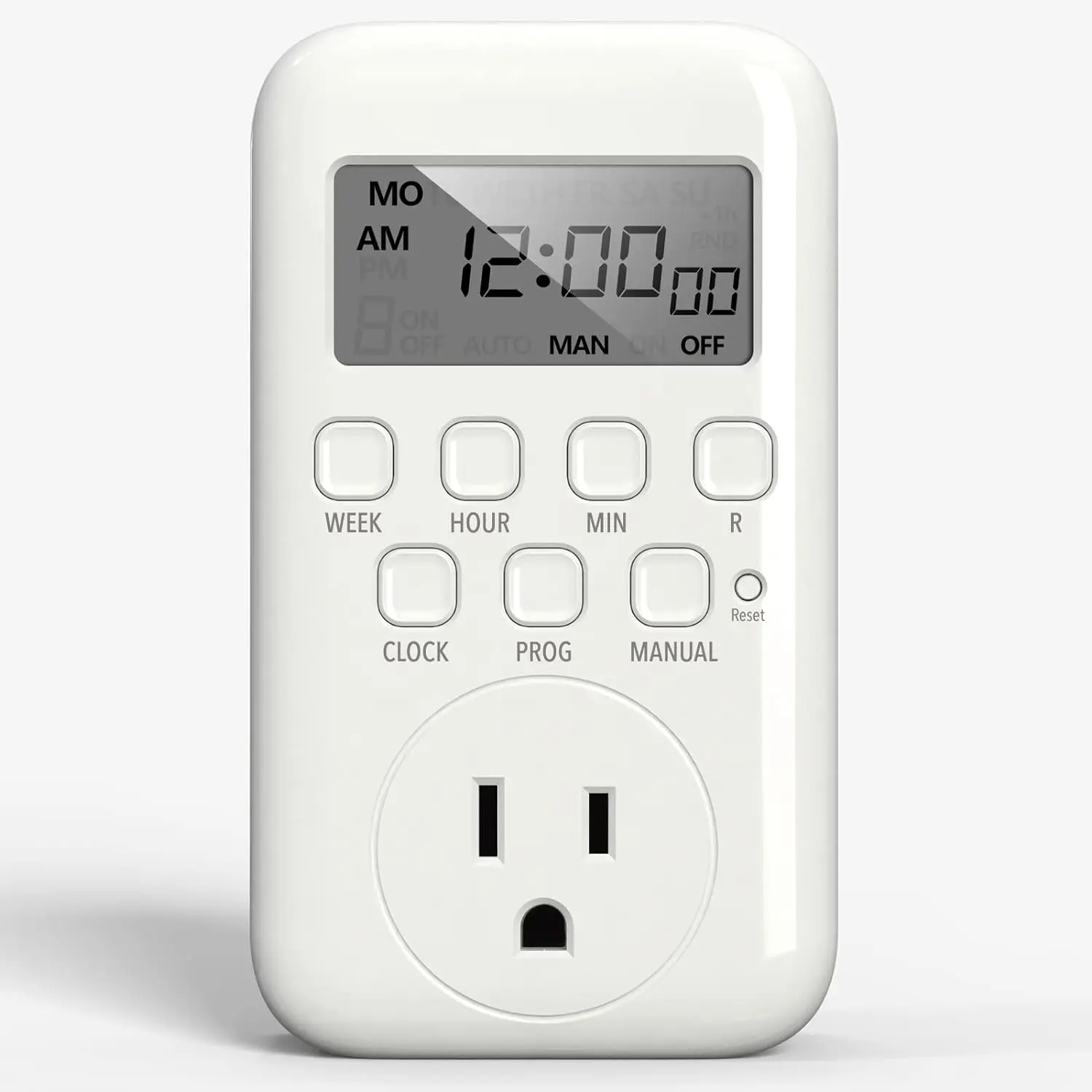 Digital Outlet Timer for Light, 7 Days Programmable Timer for Lamps | Single Plug In Timer for Electrical Outlets Indoor, 8 /OFF Programs, 3 Prong Grounded Oultet,  Mode, ETL Listed