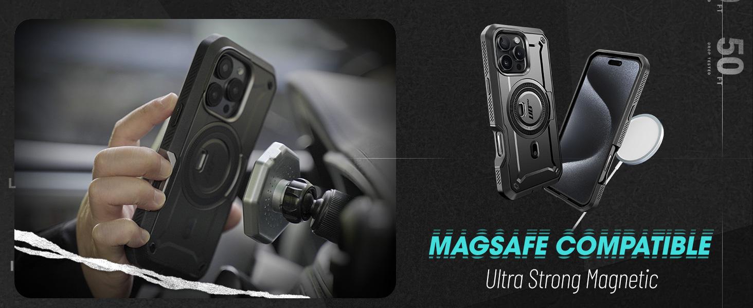 SUPCASE Rugged Case for iPhone 16/15/14 Pro/Pro Max – MagSafe-compatible, military-grade, with kickstand and belt clip. Shockproof, supports wireless charging. Heavy-duty yet slim. Protector Smartphone