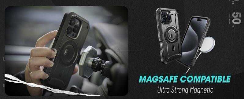 SUPCASE Rugged Case for iPhone 16/15/14 Pro/Pro Max – MagSafe-compatible, military-grade, with kickstand and belt clip. Shockproof, supports wireless charging. Heavy-duty yet slim. Protector Smartphone