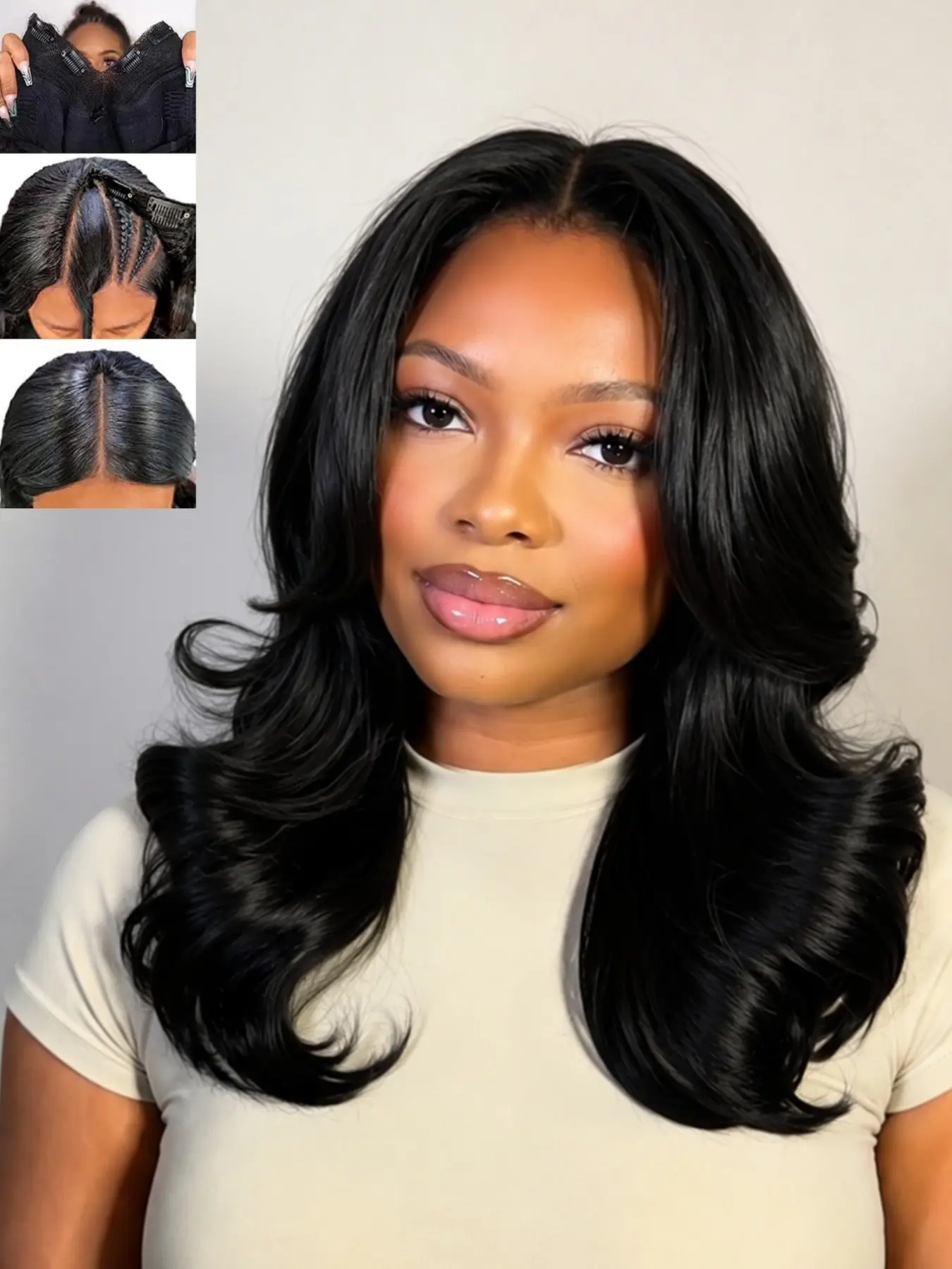Layered Wavy U Part Wig, Yaki Curly Body Wave, Glueless Clip In, Heat Resistant Synthetic Hair, Beginner Friendly, Natural Look