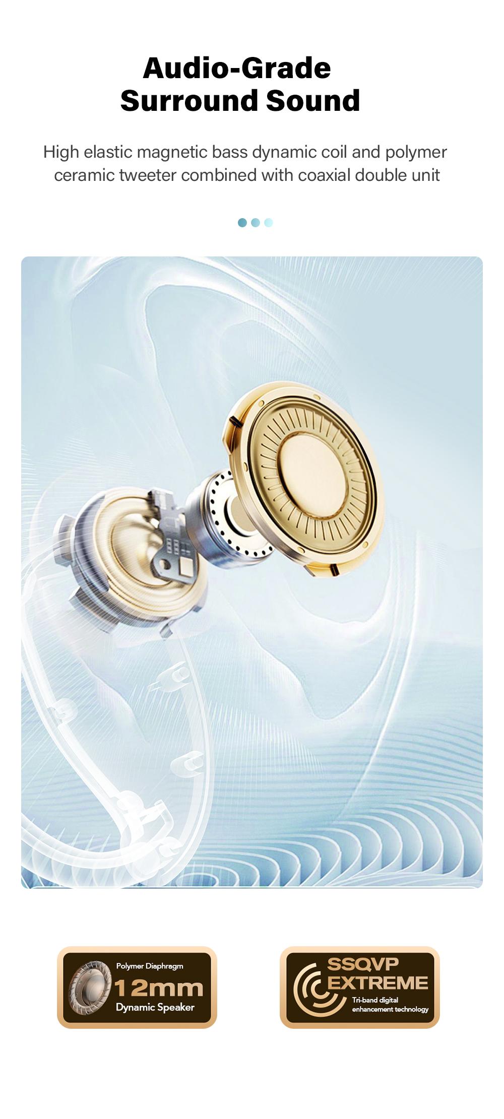 MINISO MS189 Wireless Earbuds Full Color Display Touch Earbuds Open Ear Wireless Headphones for iPhone and Android Headphones LED Touchscreen Earbuds Ear Hooks Design ,With HD Mic, Waterproof,24H Playtime, Bluetooth 5.4 Earbuds, Gaming with Low Latency