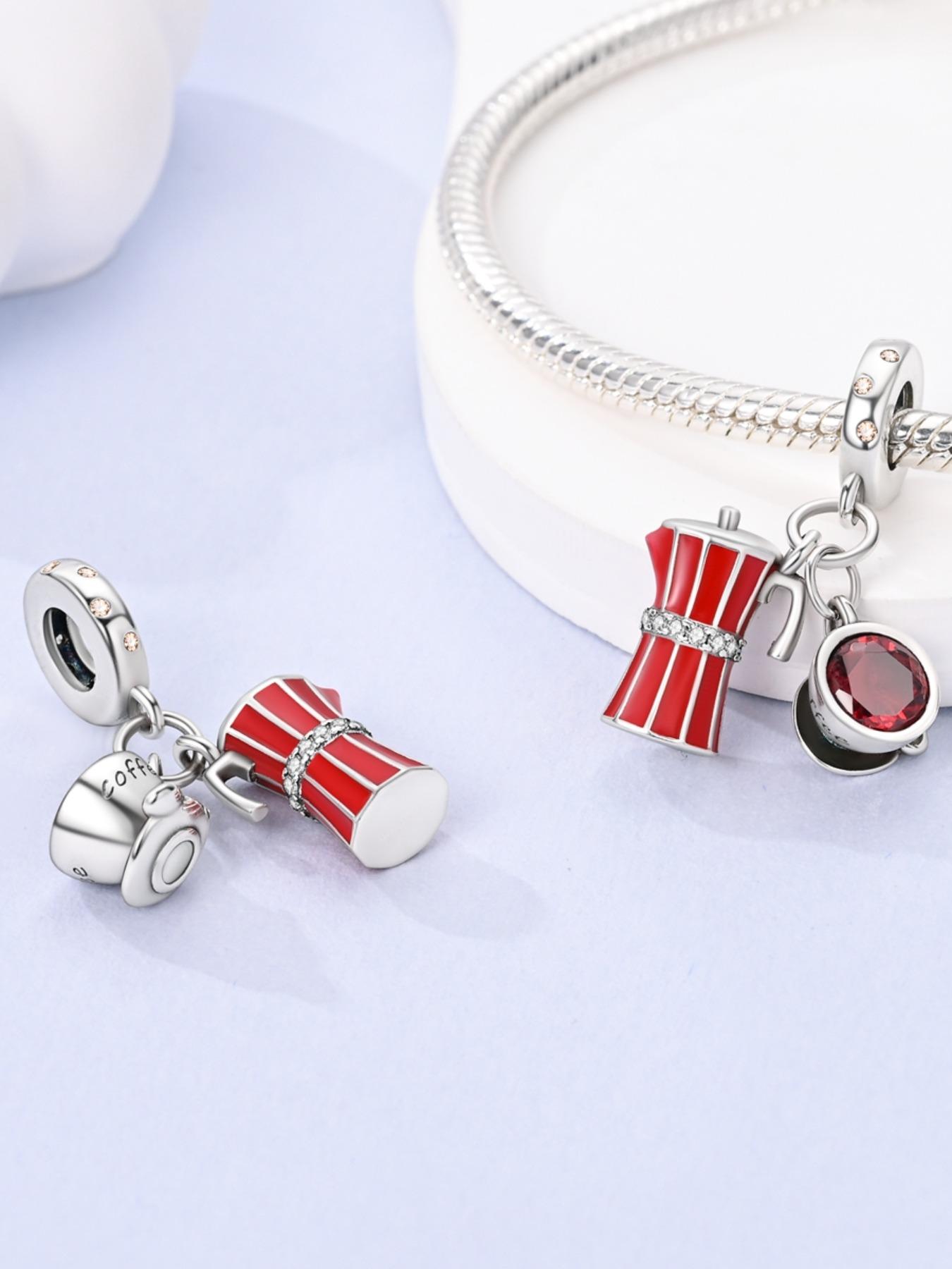 Retro Coffee Pot Shaped Pendant, Diy Pendants, Inlaid Copper Zirconia, Diy Jewelry Making Supplies, Beads Charms Accessories for Necklace and Bracelet, Fashion Accessories for Women & Girls for Holiday Engagement Gift