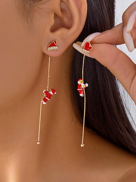 Fashion Creative Climbing Santa Claus Tassel Earrings, Christmas Jewelry for Women, Unique Design, Perfect Holiday Gift